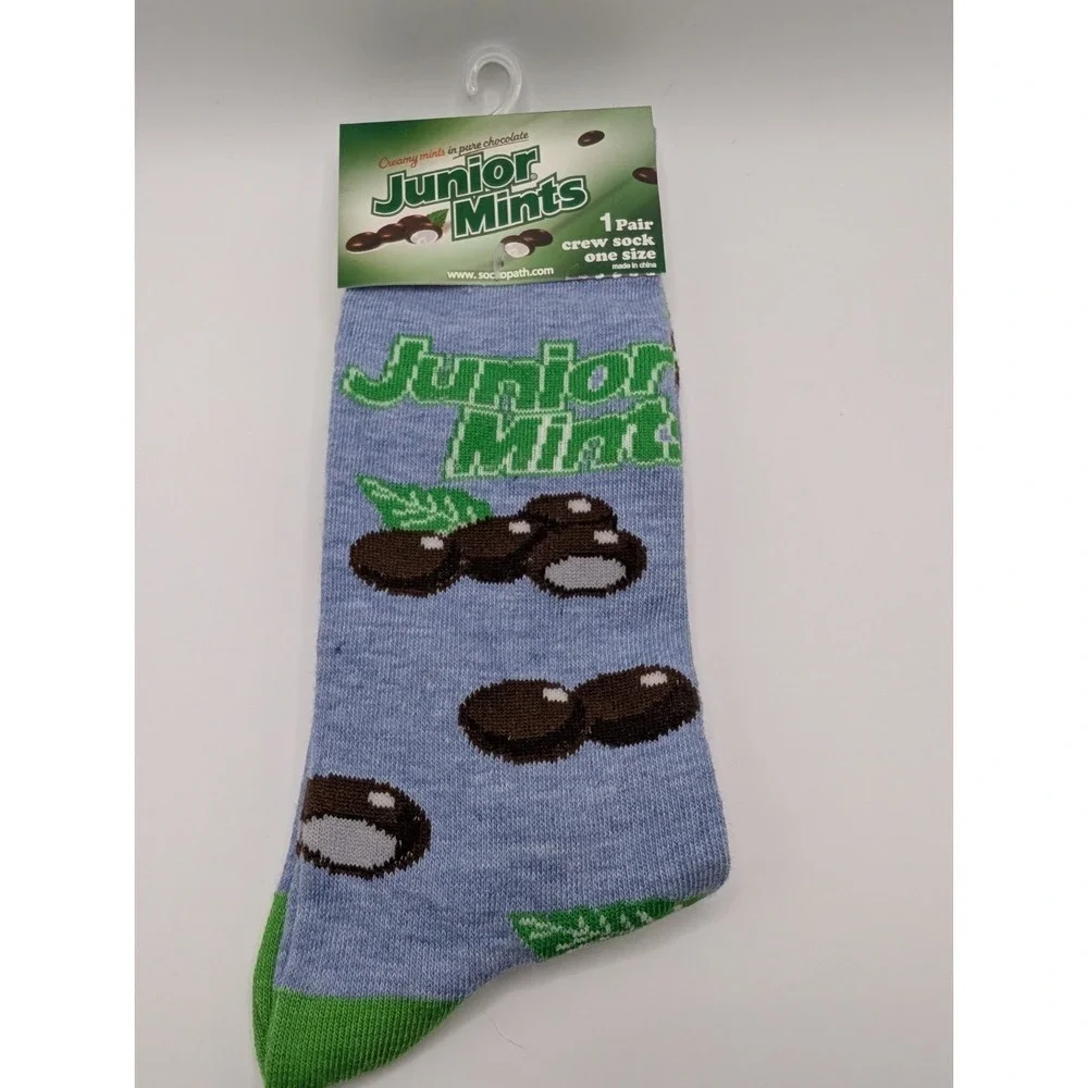 Junior Mints Candy Socks One Size Men's US Size 7-12 Blue Crew NWT